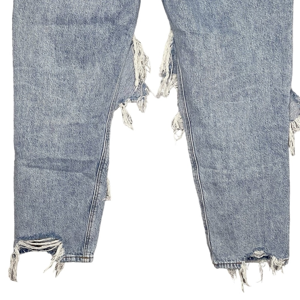 American Eagle Ripped Mom Jean 8 High Rise Tapered Leg Ankle Length Destroyed - Picture 8 of 10